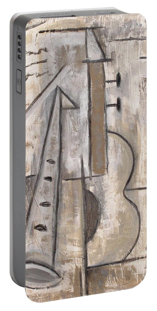 Musical Portable Battery Charger featuring the painting Wind and Strings by Trish Toro