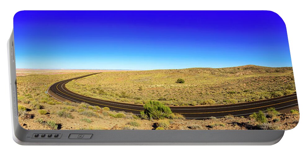 Arizona Portable Battery Charger featuring the photograph Winding Desert Highway by Raul Rodriguez