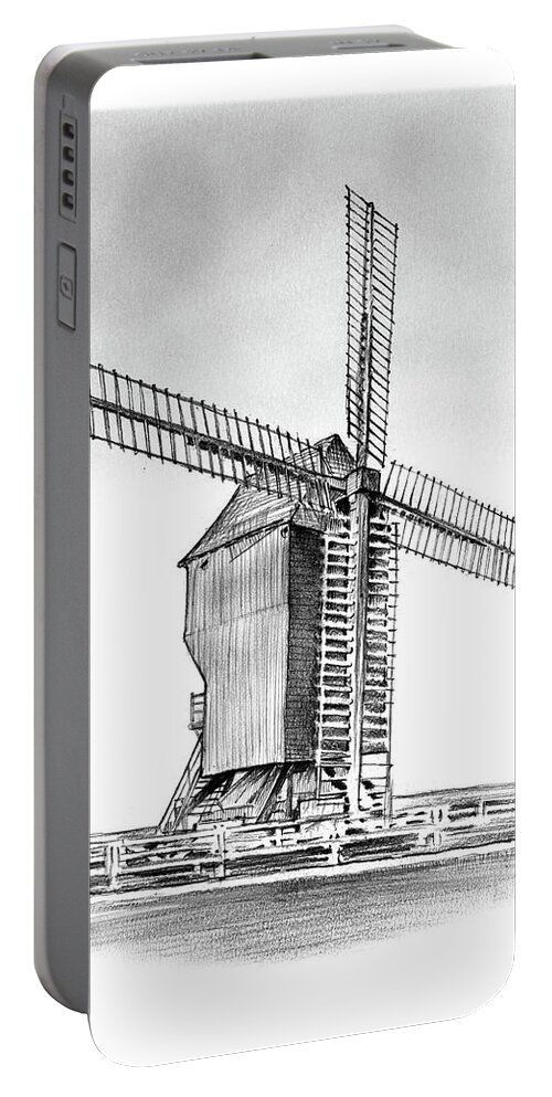 Windmill Portable Battery Charger featuring the drawing Windmill at Valmy by Greg Joens