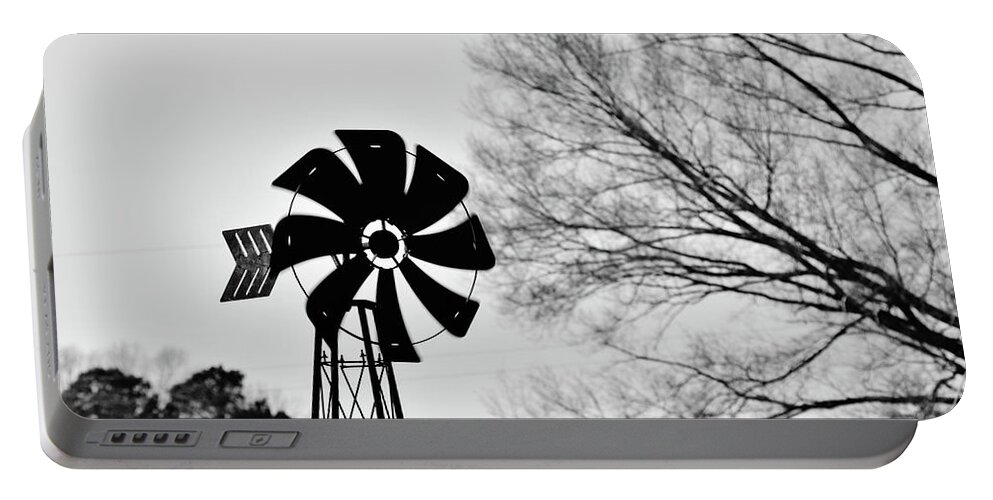 Windmill Portable Battery Charger featuring the photograph Windmill on the Farm by Nicole Lloyd
