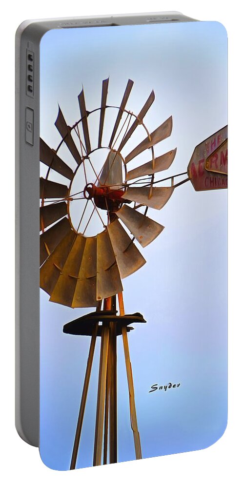 Windmill Portable Battery Charger featuring the photograph Windmill Sisquoc California by Floyd Snyder