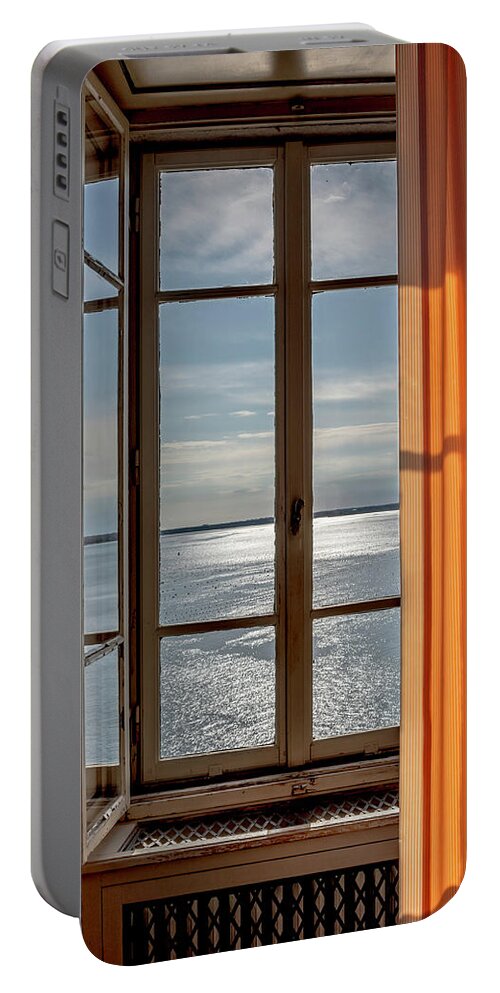 Window Portable Battery Charger featuring the photograph Window with a view by Wolfgang Stocker