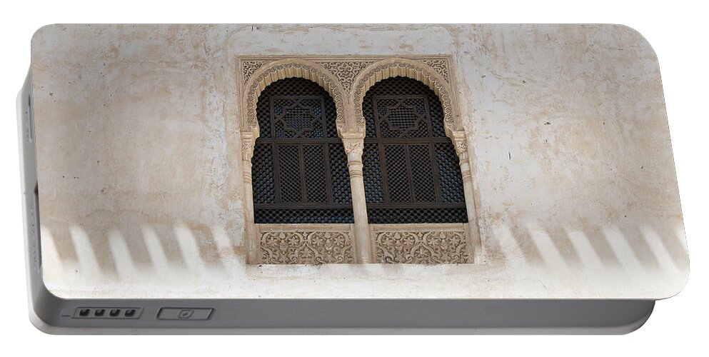 Windows Portable Battery Charger featuring the photograph Windows, Alhambra by David Kleinsasser