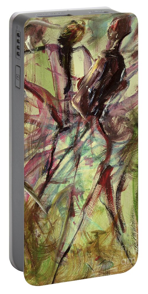 Female Portable Battery Charger featuring the painting Windy Day by Ikahl Beckford