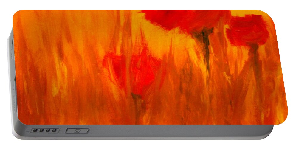 Flowers Portable Battery Charger featuring the painting Windy Red by Julie Lueders 