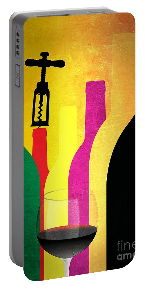 Abstract Art Portable Battery Charger featuring the painting Wine and bottles by Stefano Senise