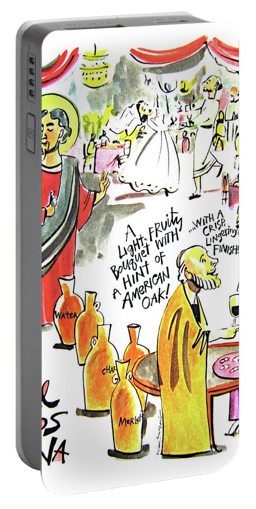 Wine Snobs In Cana Portable Battery Charger featuring the painting Wine Snobs in Cana - MMWSC by Br Mickey McGrath OSFS