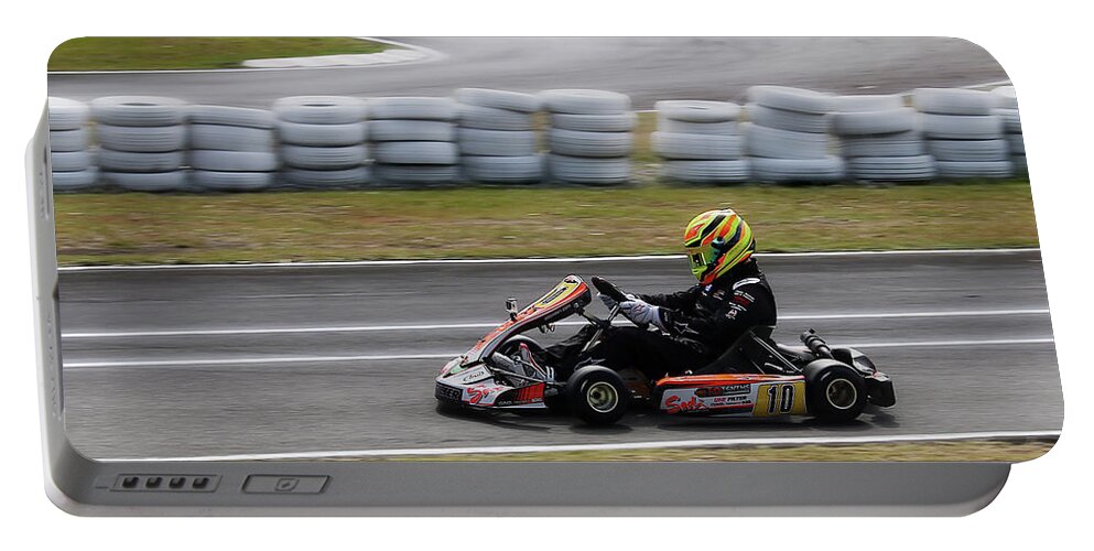 Wingham Go Karts Portable Battery Charger featuring the photograph Wingham Go Karts 02 by Kevin Chippindall