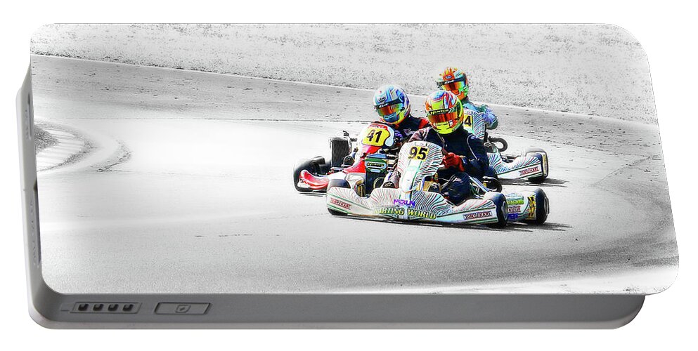 Wingham Go Karts Australia Portable Battery Charger featuring the photograph Wingham Go Karts 04 by Kevin Chippindall