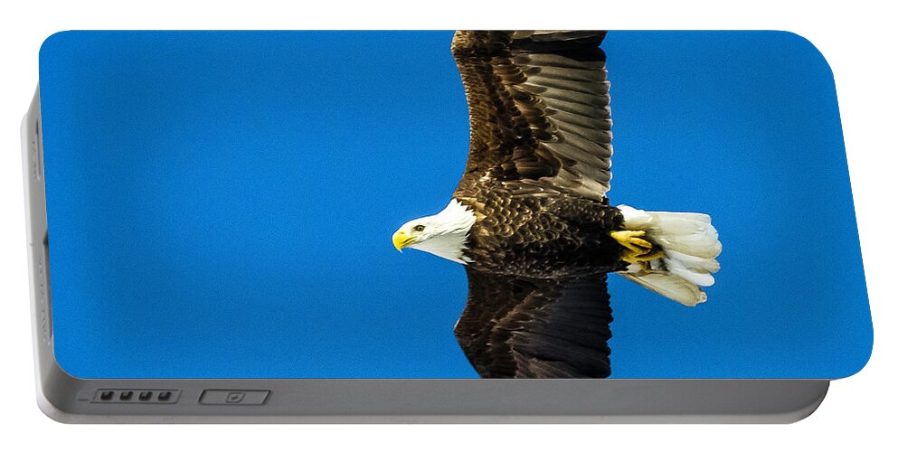 Eagle Portable Battery Charger featuring the photograph Winging Home for Dinner by John Roach