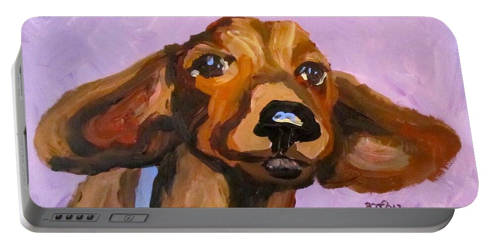 Dog Portable Battery Charger featuring the painting Wings by Barbara O'Toole