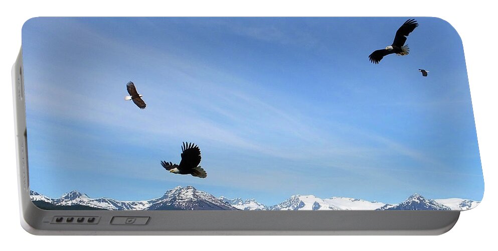 American Bald Eagles Portable Battery Charger featuring the photograph Wings of Eagles in Juneau Alaska by Judy Wanamaker