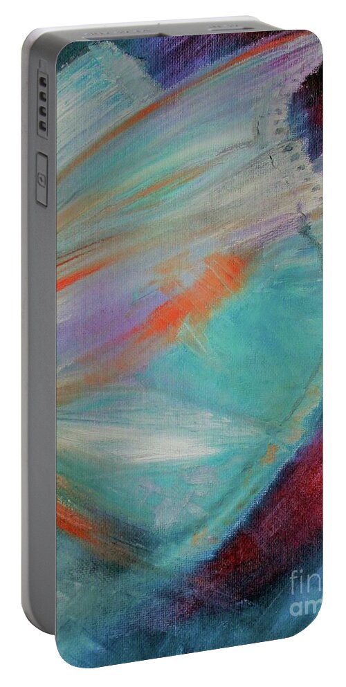 Abstract Portable Battery Charger featuring the painting Wings by Tracey Lee Cassin