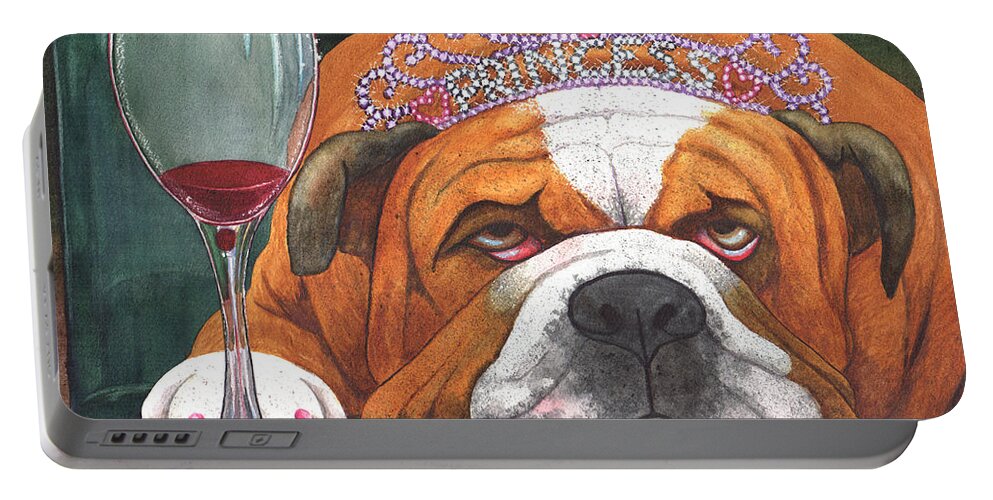 Bulldog Portable Battery Charger featuring the painting Wining Princess by Catherine G McElroy