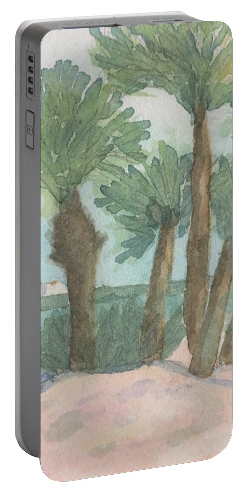 Watercolor Portable Battery Charger featuring the painting Winter at the Beach by Marcy Brennan