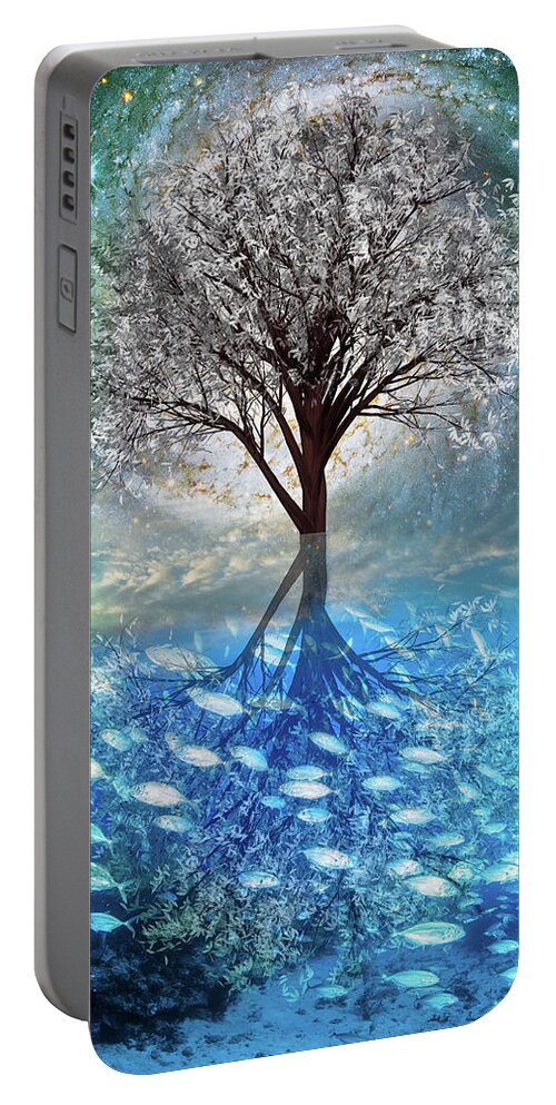 Florida Portable Battery Charger featuring the digital art Winter At the Reef by Debra and Dave Vanderlaan