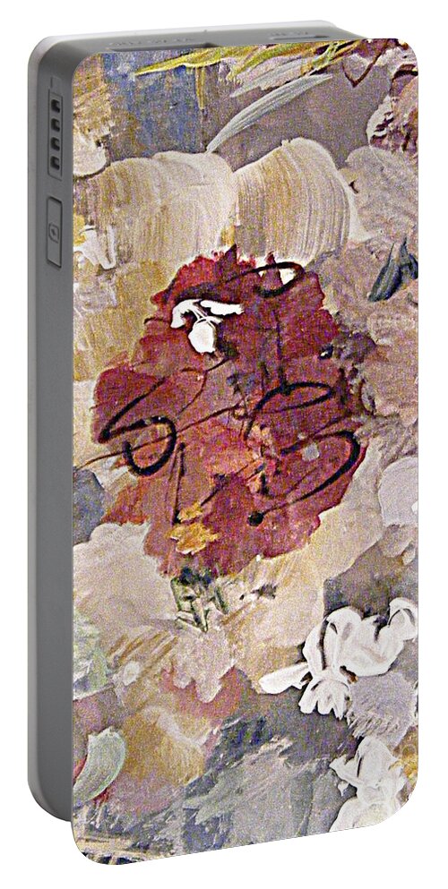 Mixed Media Abstract Flower And Calligraphy Portable Battery Charger featuring the mixed media Winter Bouquet by Nancy Kane Chapman