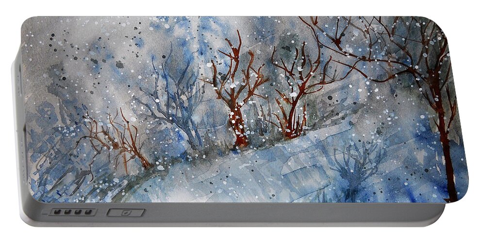 Winter Portable Battery Charger featuring the painting Winter Chills by Carol Crisafi