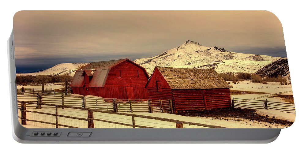 Farm Portable Battery Charger featuring the photograph Winter Farm Scene In Colorado by Mountain Dreams