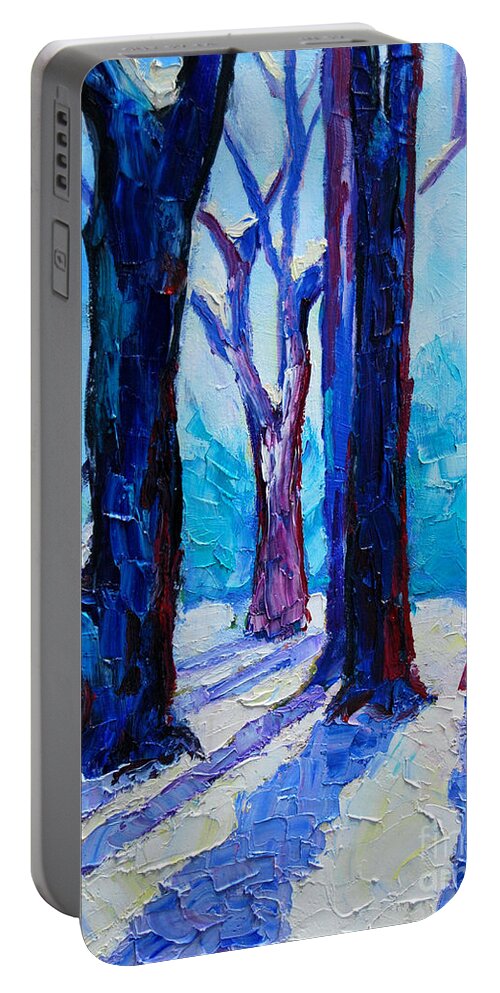 Winter Portable Battery Charger featuring the painting Winter Impression by Ana Maria Edulescu