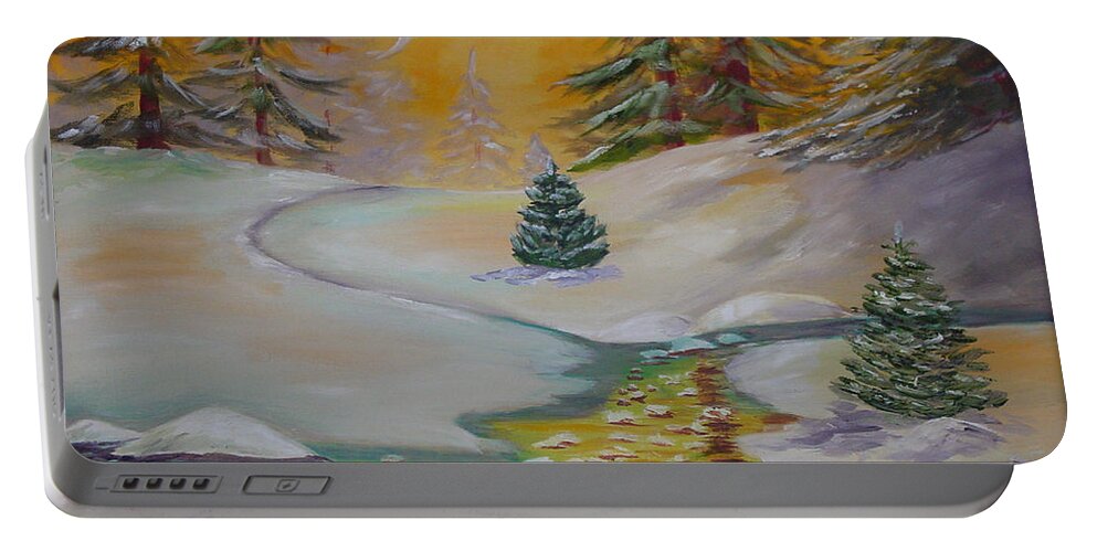 Winter Portable Battery Charger featuring the painting Winter by Quwatha Valentine