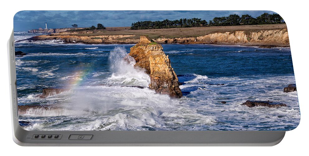 Winter Portable Battery Charger featuring the photograph Winter Rainbows in the Surf by Kathleen Bishop