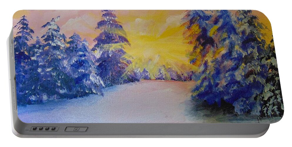 Winter Portable Battery Charger featuring the painting Winter by Saundra Johnson