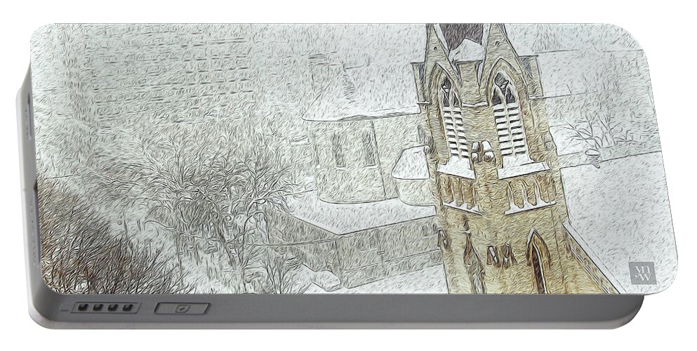 City Portable Battery Charger featuring the photograph Winter Scene a la Van Gogh by Yvonne Wright