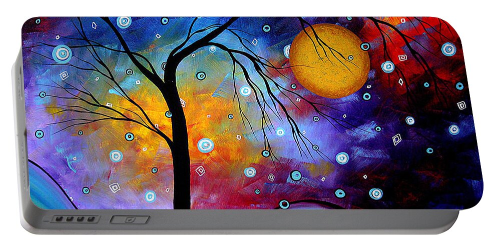 Abstract Paintings Portable Battery Charger featuring the painting Winter Sparkle by MADART by Megan Aroon