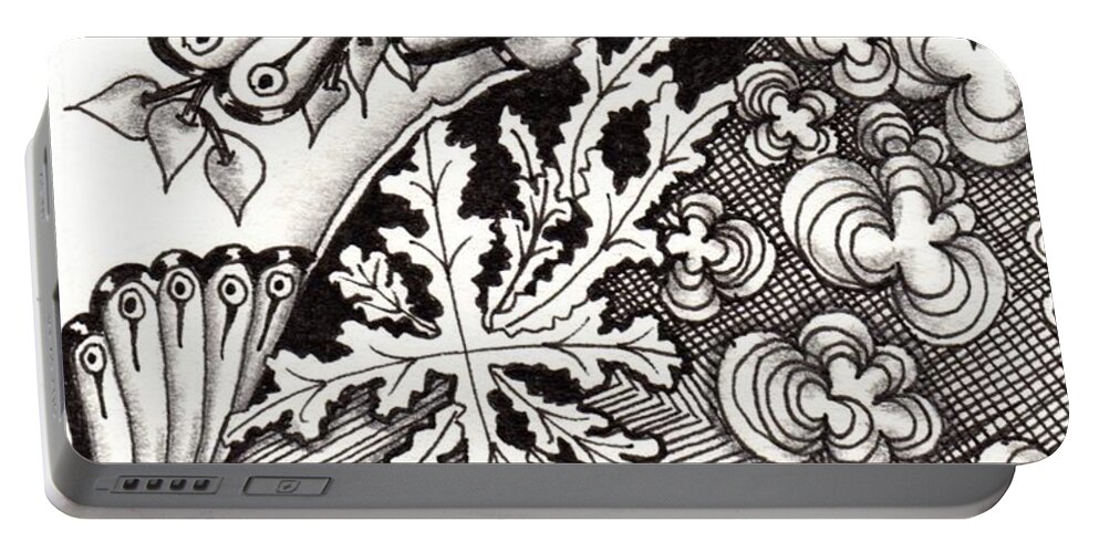 Zentangle Portable Battery Charger featuring the drawing Winter Spring Summer 'n Fall by Jan Steinle