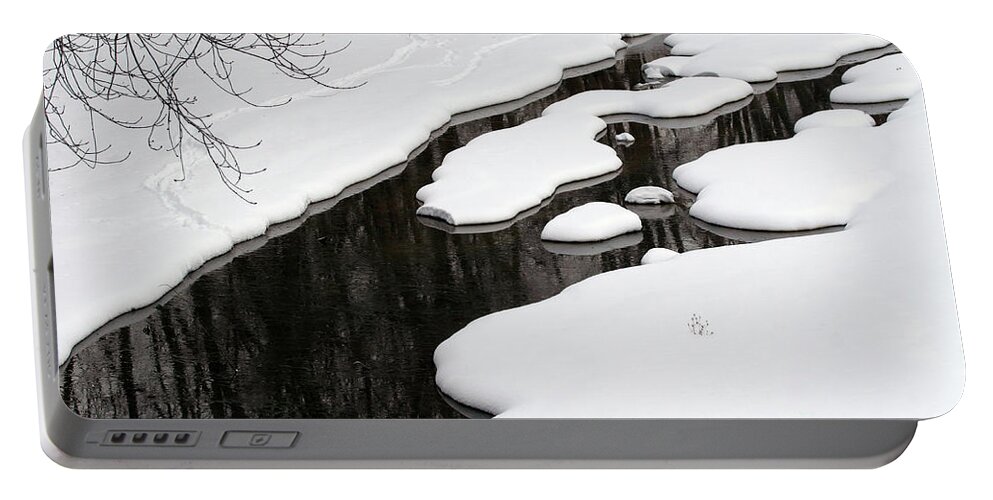 Winter Portable Battery Charger featuring the photograph Winter Stream by Paula Guttilla