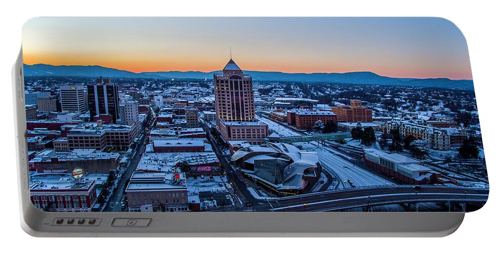 Roanoke Portable Battery Charger featuring the photograph Winter Sunset in Roanoke by Star City SkyCams
