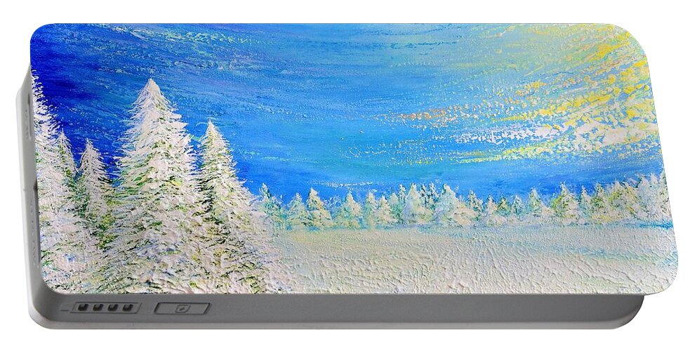 Winter Portable Battery Charger featuring the painting Winter by Teresa Wegrzyn