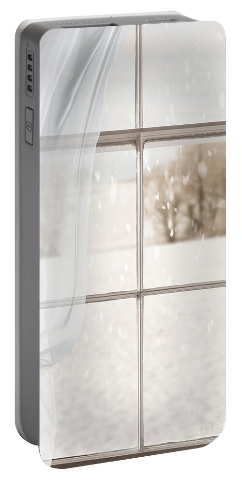 Window Portable Battery Charger featuring the photograph Winter Through A Window by Amanda Elwell