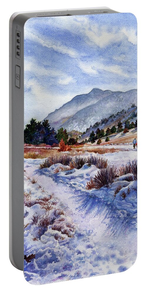 Snow Scene Painting Portable Battery Charger featuring the painting Winter Wonderland by Anne Gifford