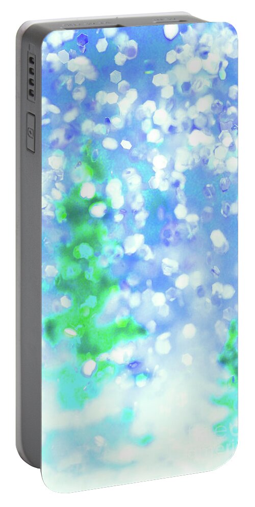 Abstract Portable Battery Charger featuring the digital art Winter Wonderland by Karen Adams