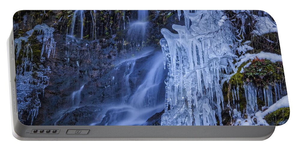 Winterfalls Portable Battery Charger featuring the photograph Winterfalls by Mitch Shindelbower