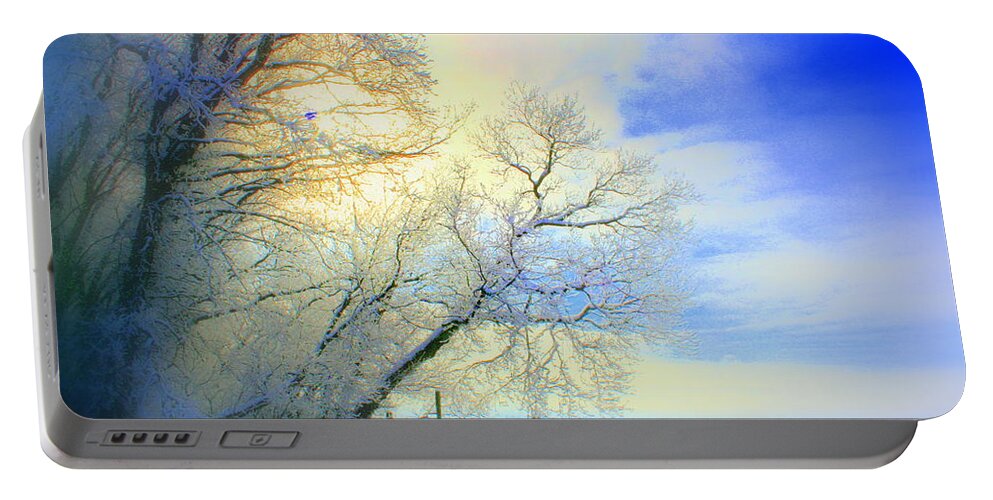 Snowy Sunday Portable Battery Charger featuring the photograph Winters Pretty Presents by Julie Lueders 