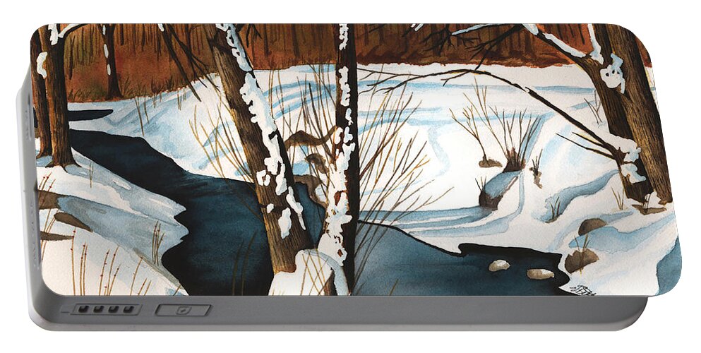 Winter Portable Battery Charger featuring the painting Winterscape by Vic Ritchey