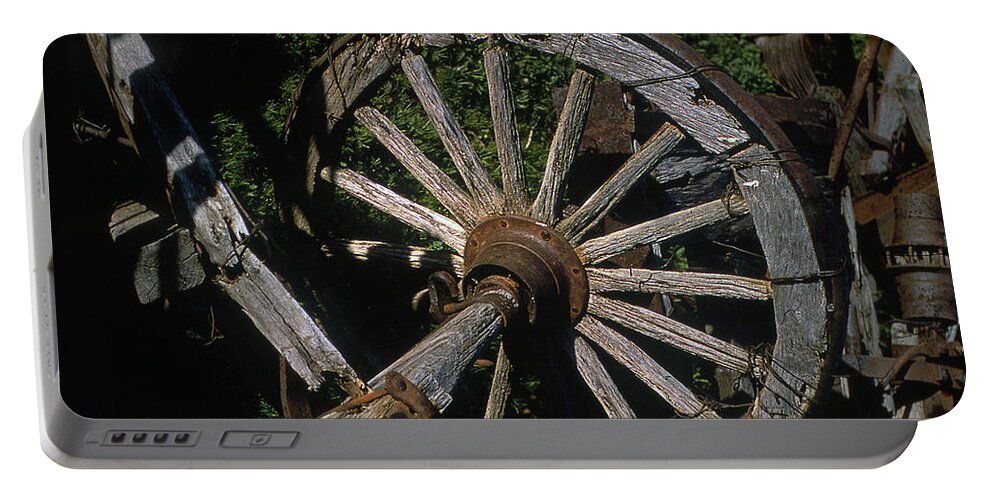 Wheel Portable Battery Charger featuring the photograph Wired Wheel-Signed-#84001 by J L Woody Wooden