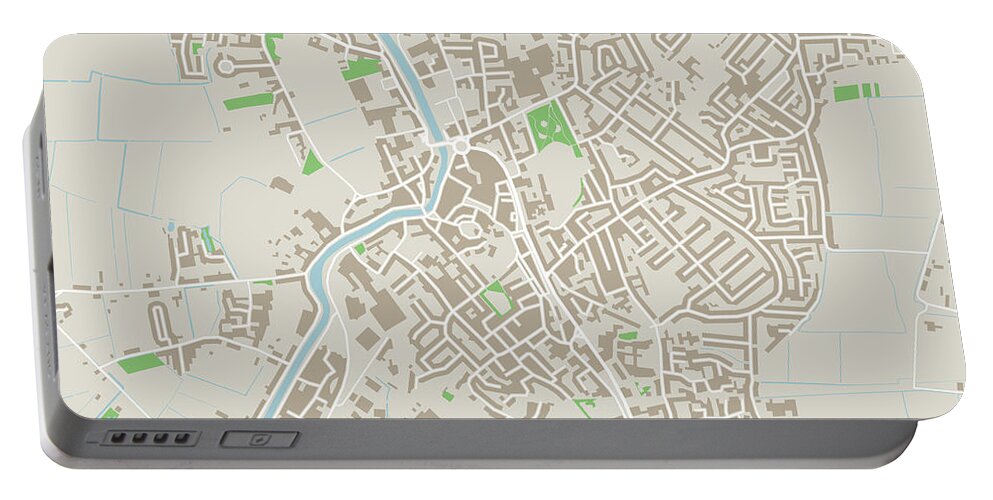 Wisbech Portable Battery Charger featuring the digital art Wisbech Cambridgeshire UK City Street Map by Frank Ramspott