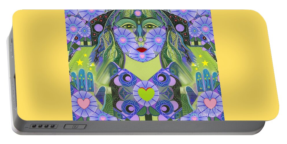 Wisdom Portable Battery Charger featuring the digital art Wisdom Rising by Helena Tiainen