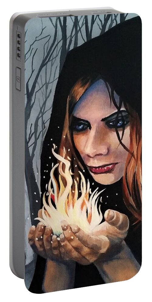 Witch Portable Battery Charger featuring the painting Witchery by Anne Gardner