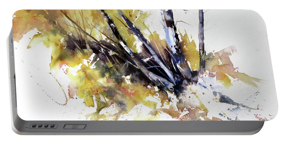 Landscape Portable Battery Charger featuring the painting With A Lean To The Left by Rae Andrews