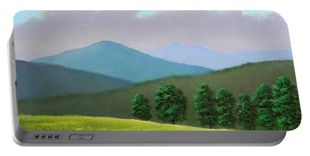 Spring Portable Battery Charger featuring the painting Witness Trees In Spring by Frank Wilson