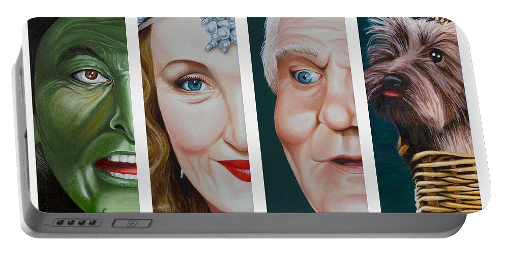 Wizard Of Oz Portable Battery Charger featuring the painting Wizard of Oz Set Two by Vic Ritchey