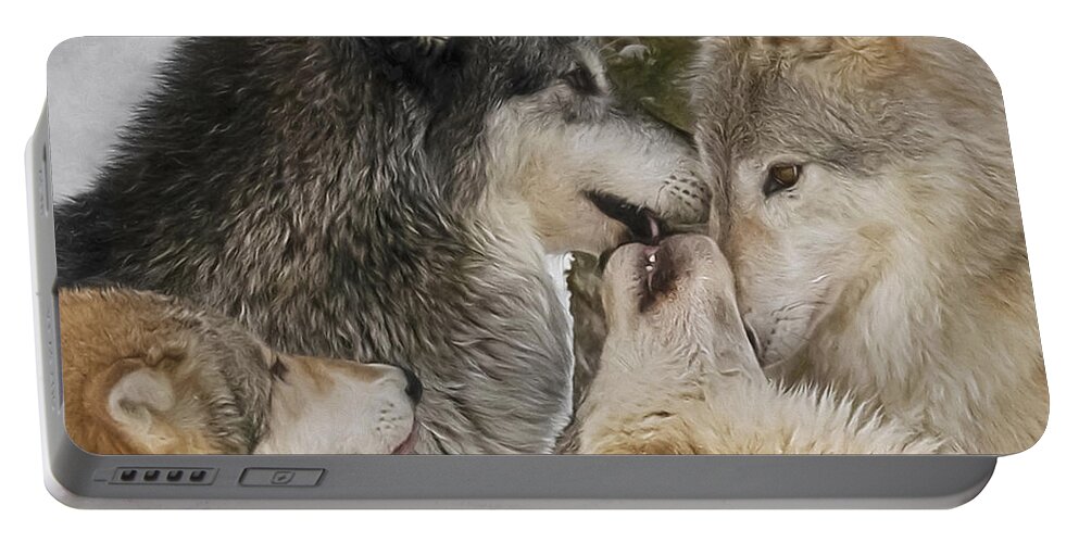 Wolf Pack Portable Battery Charger featuring the photograph Wolf Pack by Wes and Dotty Weber