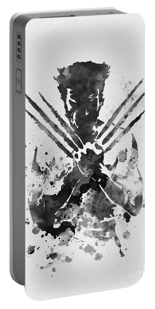 Wolverine Portable Battery Charger featuring the mixed media Wolverine by My Inspiration