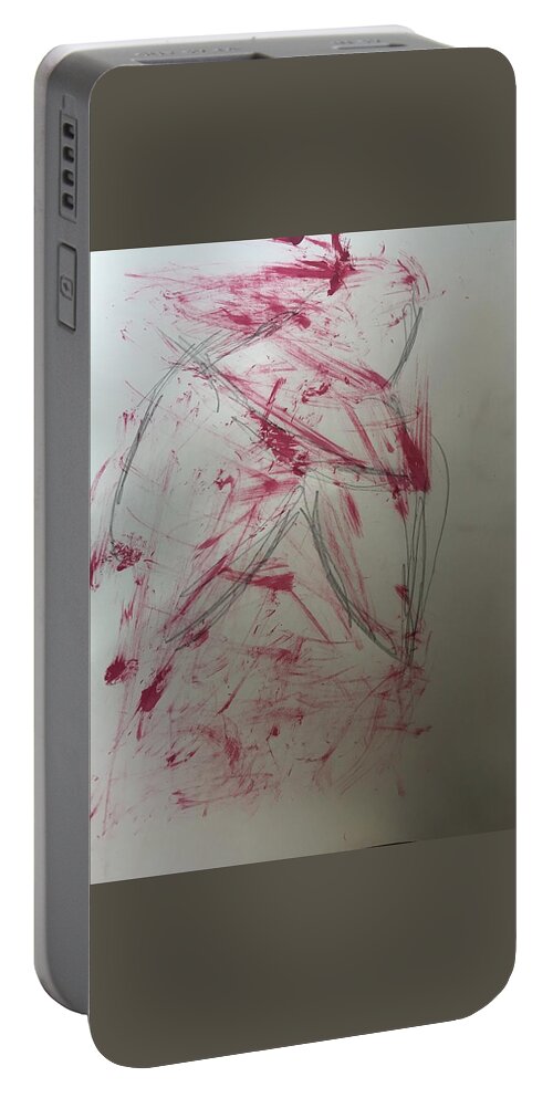 Abstract Portable Battery Charger featuring the mixed media Woman in Wild Grasses by Judith Redman