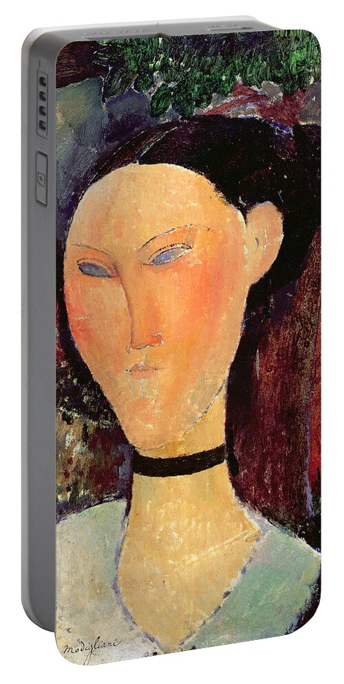 Woman Portable Battery Charger featuring the painting Woman with a Velvet Neckband by Amedeo Modigliani